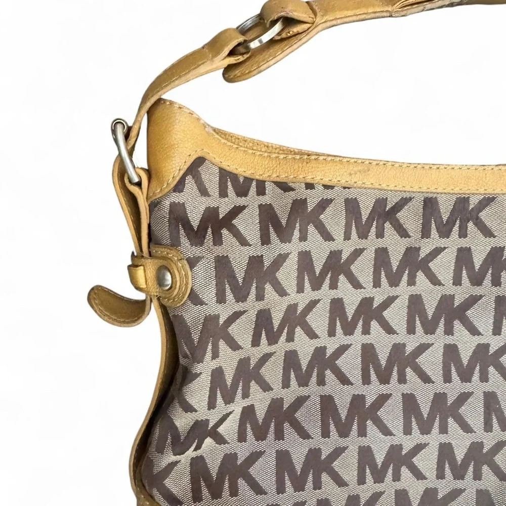 Michael Kors Gold and Brown Logo Handbag - Picture 4 of 6